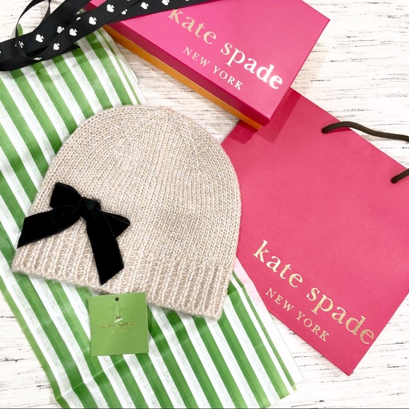NWT Kate Spade Western Velvet Bow Beanie OS - Picture 3 of 8